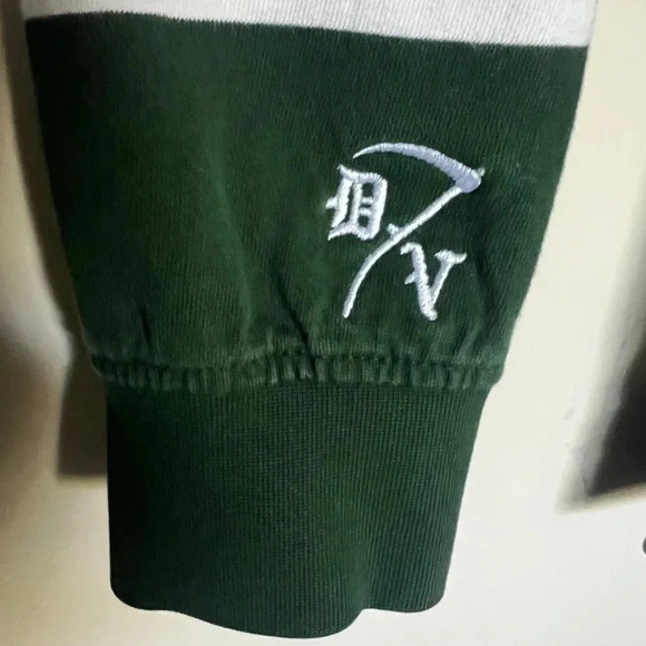 Green White Stripes Long Sleeve Rugby Shirt Size Large Blokecore - Picture 4 of 10